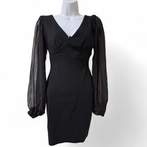 Goth Black Dress with Sheer Sleeves, Goth Dress, Grunge Dress, Sheer Dress